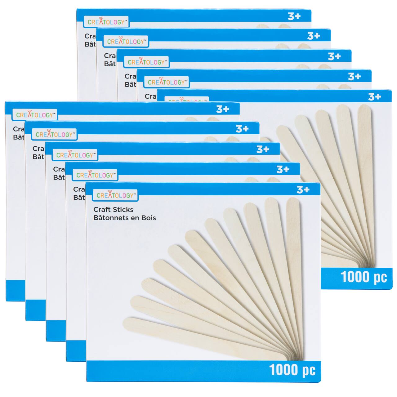 10 Packs: 1,000 ct. (10,000 total) 4.5" Wood Craft Sticks by Creatology™